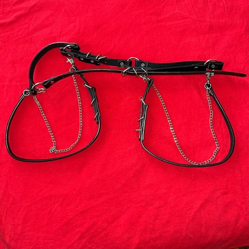 Alternative Goth Waist Belt Harness With Chains